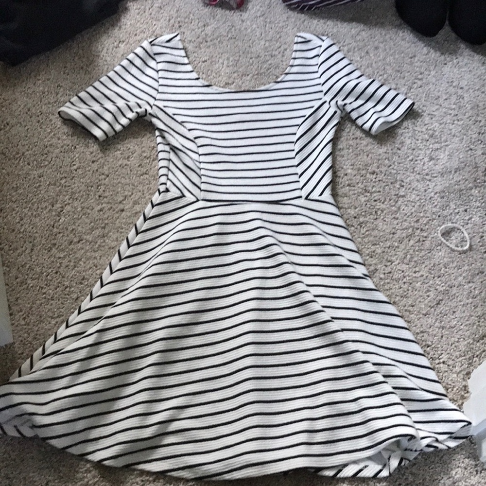 Black and white striped dress